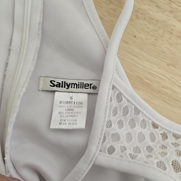 Sally Miller Dress Womens Small White Textured Mesh Halter Skater Party‎ USA S - Picture 3 of 9